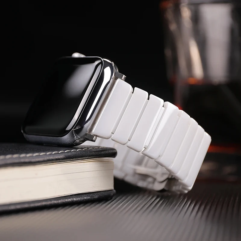 Ceramic Strap for Apple Watch Band Ultra 2 49mm 45mm 46mm 44mm 40 42mm Butterfly buckle Wristband iWatch Series 10 9 8 7 6 5 SE