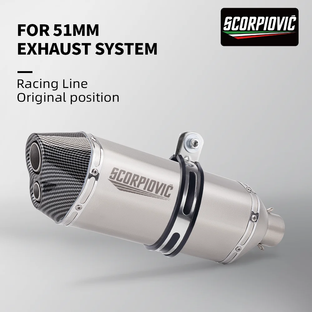 عادم الدراجة النارية العام 35-51 مللي متر لـ MT-07 Z900 NINJA400 R1 R3 CBR500 كاتم صوت ثقب مزدوج 470 مللي متر #1