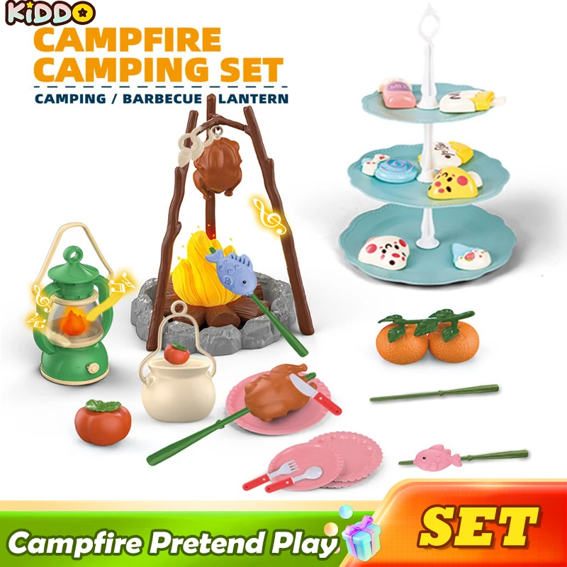 مجموعة التخييم للأطفال، ألعاب التظاهر للأطفال الصغار للأولاد مع صوت الإضاءة مع ألعاب التخييم للأطفال في الأماكن المغلقة والخارجية