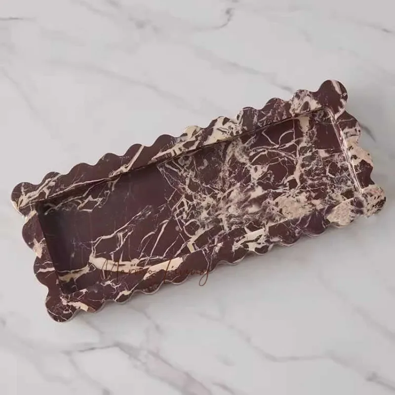 

French Amazed Windy Hot Marble Tray Designer Model Room Soft Storage Tray Desktop Aromatherapy Ornaments