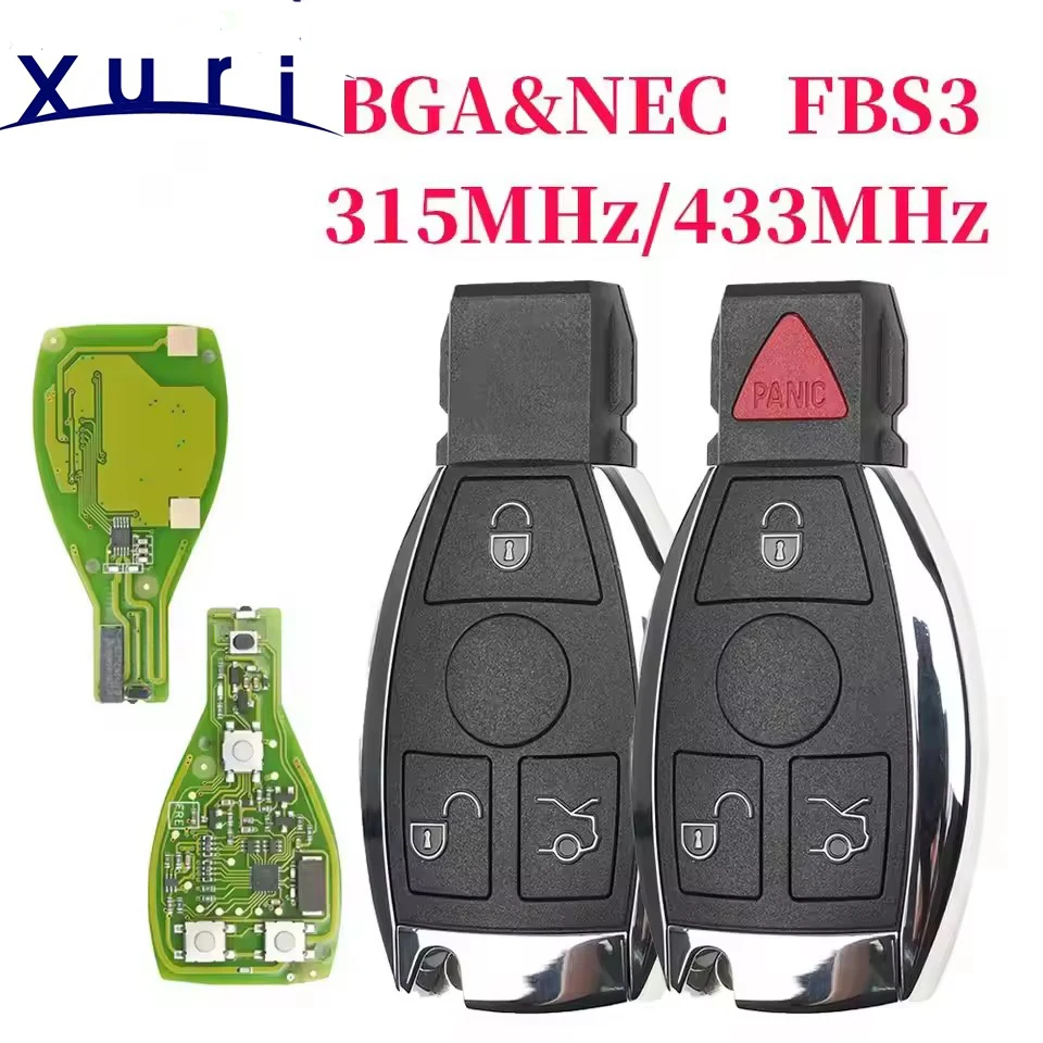 

Xuri 315/433 МГц Автомобильный дистанционный брелок для Mercedes-Benz W203 W204 W205 W210 W211 W212 W221 W222 A B C E S Class BGA & NEC FBS3