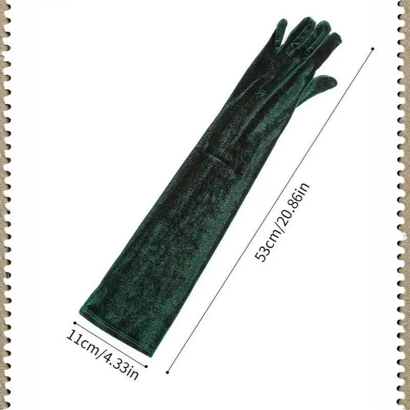 1 Paar Damen-Handschuhe aus flauschigem, elegantem Samt, einfarbig, 53 cm lang, Vollfinger-Handschuhe für Abendkleider, Etikette, Bühnenauftritte, Party-Handschuhe – Detail 7