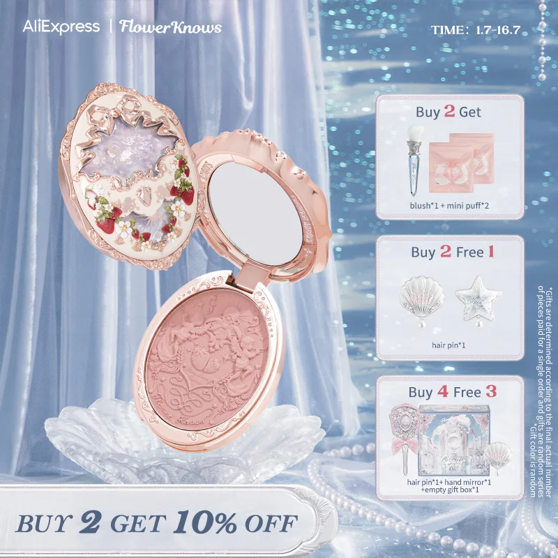 

Flower Knows Strawberry Rococo Series Embossed Blush 5g Blush Powder