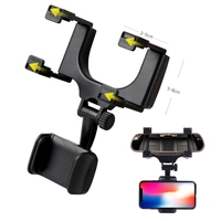 Universal Car Rear View Mirror Mount Mobile Phone Holder Clamp Durable 360 Degree Rotating Adjustable Phone Bracket Stand Clamp