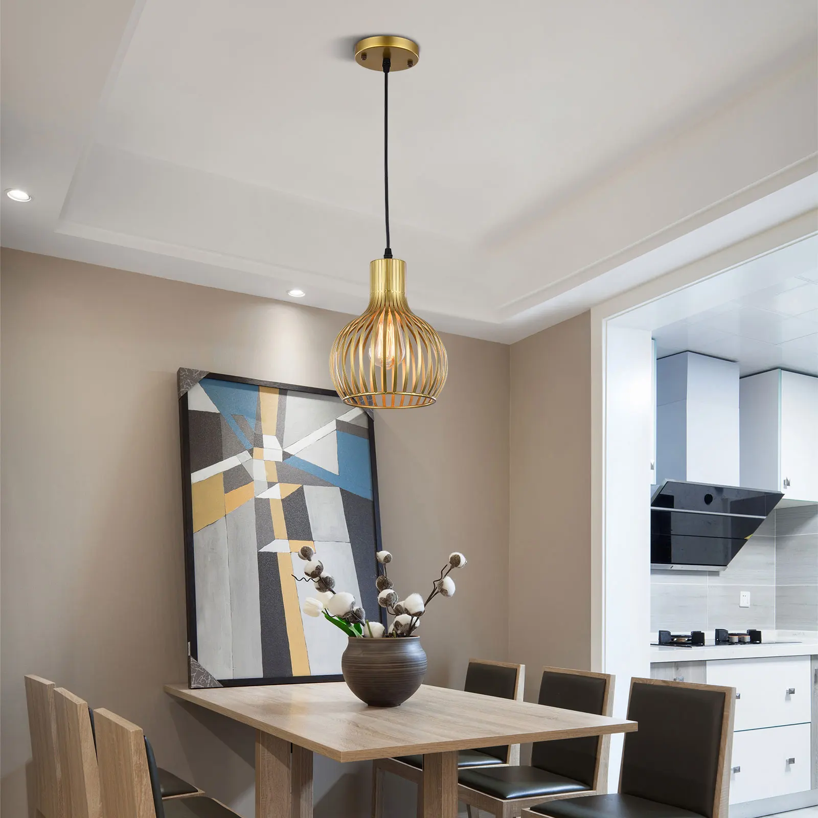 

Ceiling Light Vintage Flush Mount Pendant Lamp, Single E26 Bulb Hanging Light for Kitchen Bedroom Hallway Restaurant