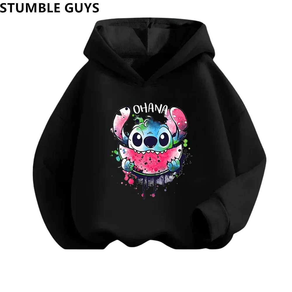 Children's Kawaii Stitch Children's Trucksuit Clothing 3-14 Years Old Boys and Girls Clothing Street Casual Sports Sweatshirt