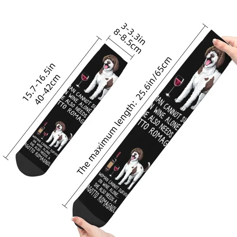 Y2K Cool Print Funny Wine And Lagotto Romagnolo Dog For Men Women Stretch Summer Autumn Winter Crew Socks