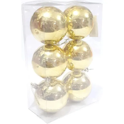 Fun World Christmas New Year Ornament Pine Tree Ornament Ball 8 cm 6'lı Gold