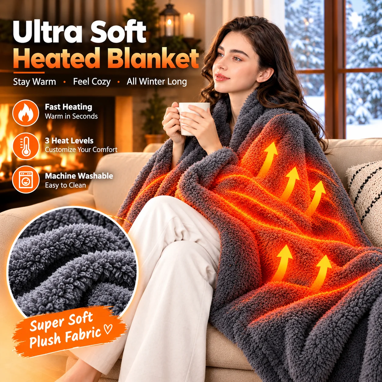 Winter electric blanket shawl multifunctional heating 3-speed temperature control USB anti cold warm heating blanket