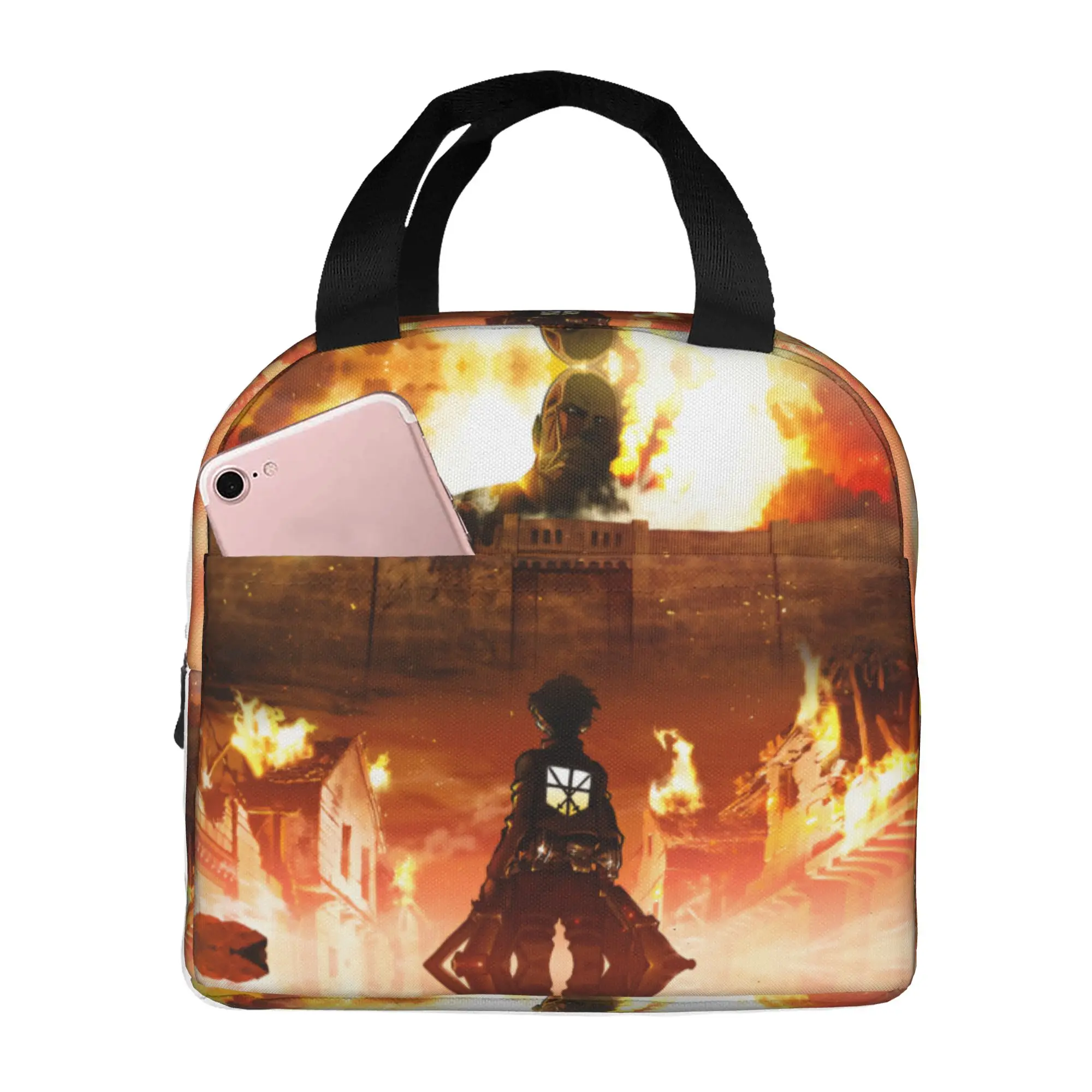 

Custom Attack On Titans Thermal Insulated Lunch Bag Women Men Manga Resuable Lunch for Work School Travel Multifunction Food Box