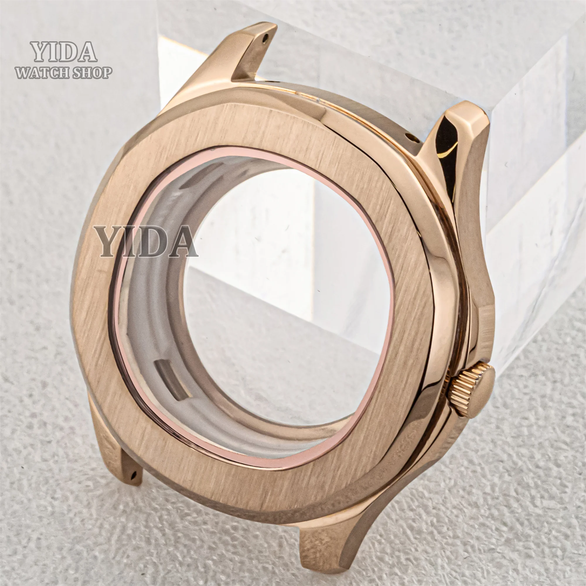 

42mm NH35 Case Rose Gold Stainless Steel Water Resistant Sapphire Glass For Nautilus AQUANAUT NH36 movement MOD Parts Accessory