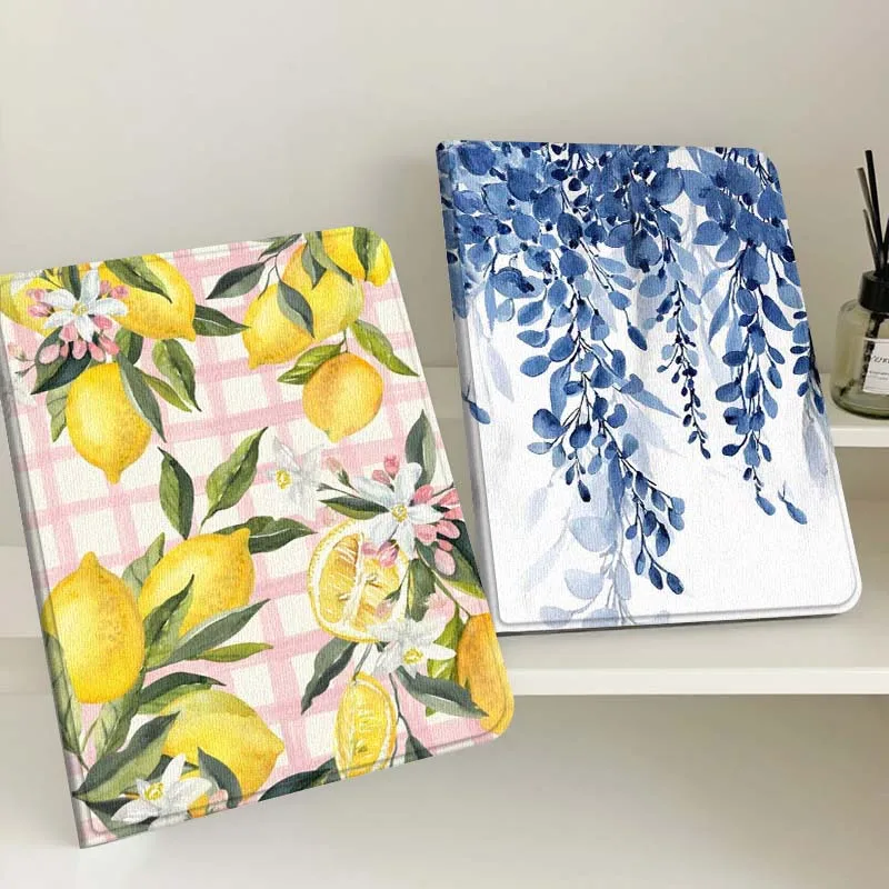 

Watercolor Lemon Checkered Tablet Case For Samsung Tab Galaxy S6 S11 A A7 A8 A9 A11 10.1 10.4 10.5 Plus Lite Gift