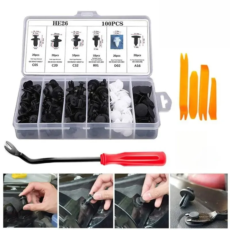 

Auto Fastener Clip Mixed Car Body Push Retainer Pin Rivet Bumper Door Trim Panel Fastener Kit Car Clips Box or Bag Packaging