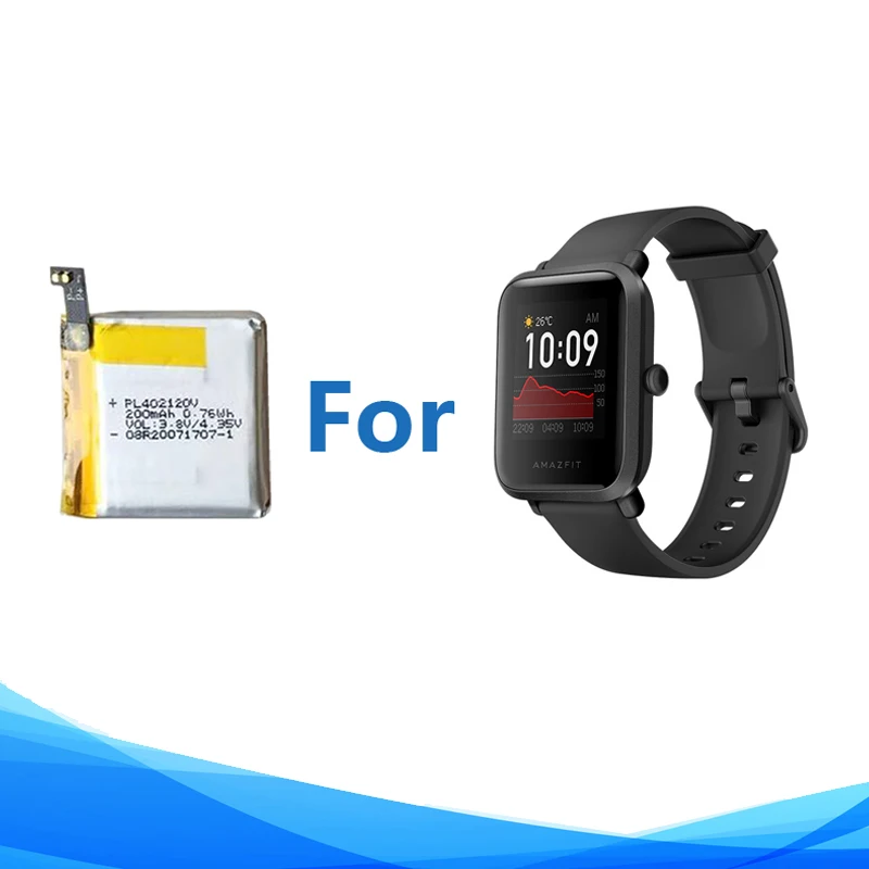 Original 200mAh PL402120V Battery For HUAMI AMAZFIT Bip S 1S / BIP A1608 IC Lite Smart Watch Batterie Accumulator AKKU