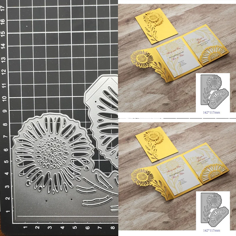 Craft Dies Sunflower Greeting Card Metal Cutting Dies Scrapbooking stamps embossing paper Cards border template punch Stencils