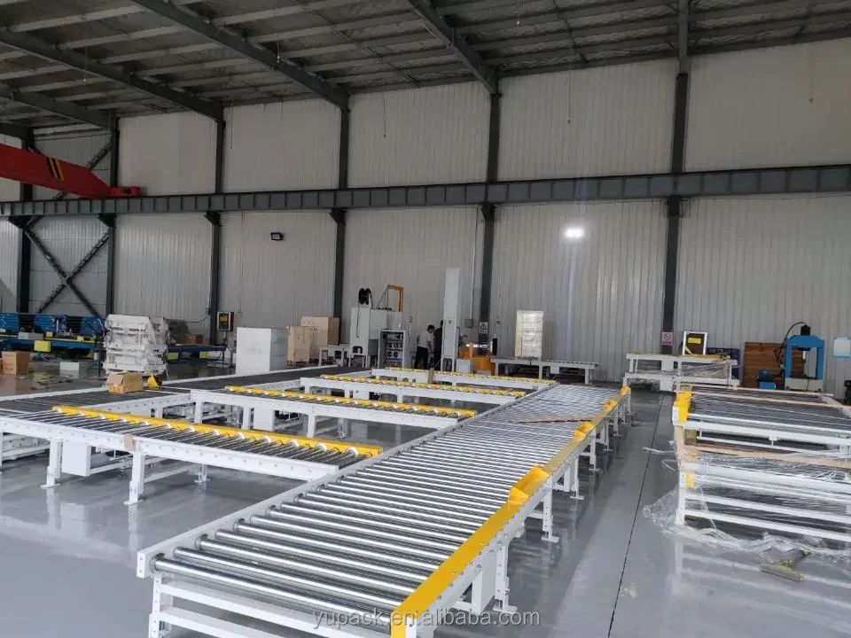 Transfer Turntable Chain Roller Pallet Conveyor/electric pallet roller conveying line with SEW motor and FESTO cylinder