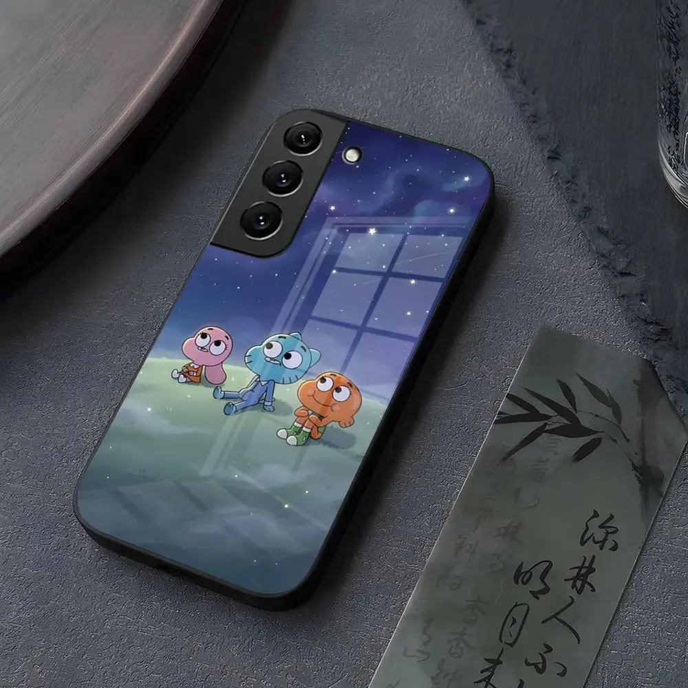 C-Cartoon Gumball Cute Phone Case Glass For Samsung S23 S26 S25 S24 Ultra Fe Plus A16 A17 A37 A57 A15 A25 A35 Cover
