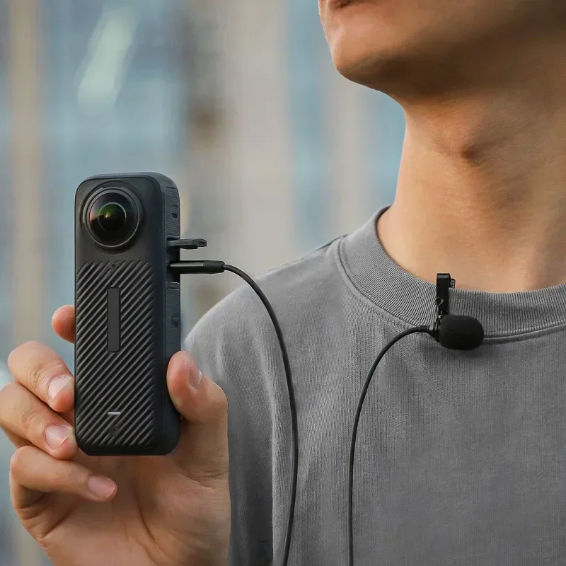 Lavalier mikrofon untuk Insta360 X4 panorama kamera rekaman mikrofon antarmuka tipe-c 1.5 M untuk Insta360 X4 Aksesori