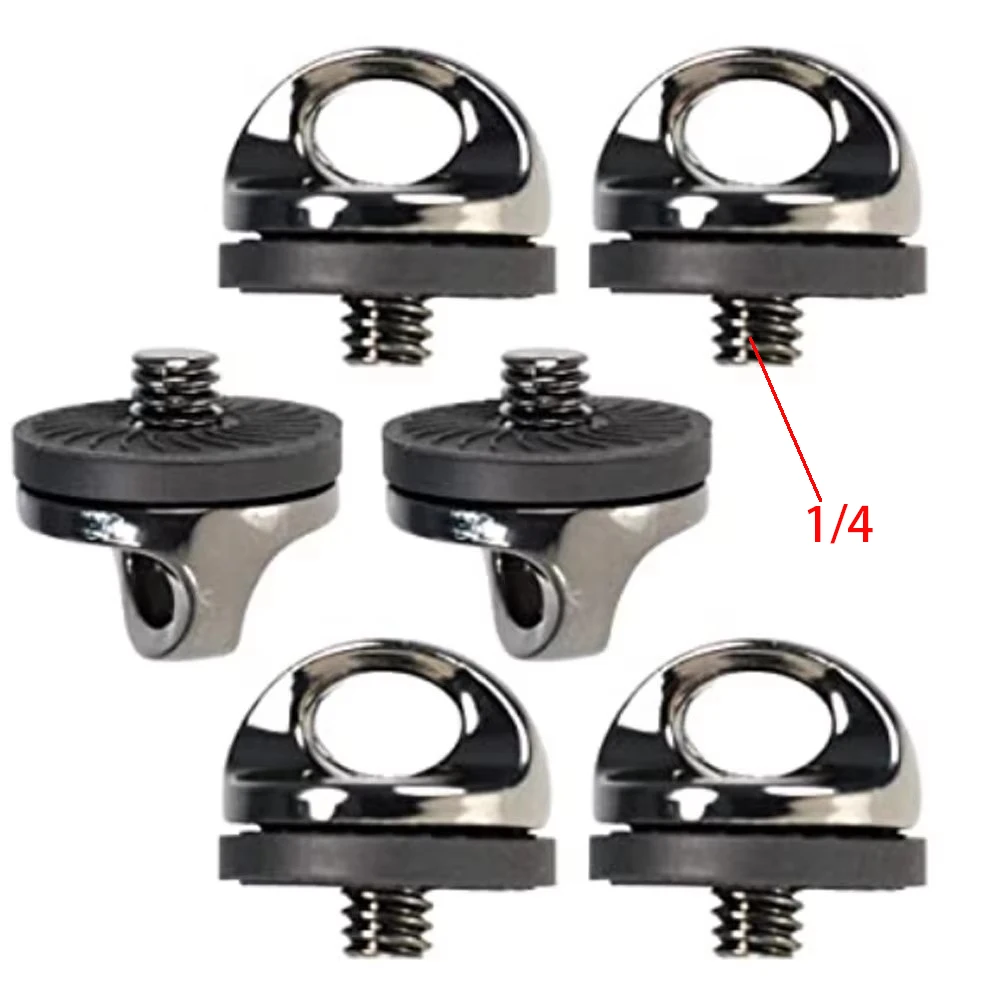 6 قطع 1/4 بوصة حامل براغي معدني سريع التركيب لحزام رقبة الكاميرا سريع التحرير 1/4 بوصة - 20 براغي، 1/4 براغي