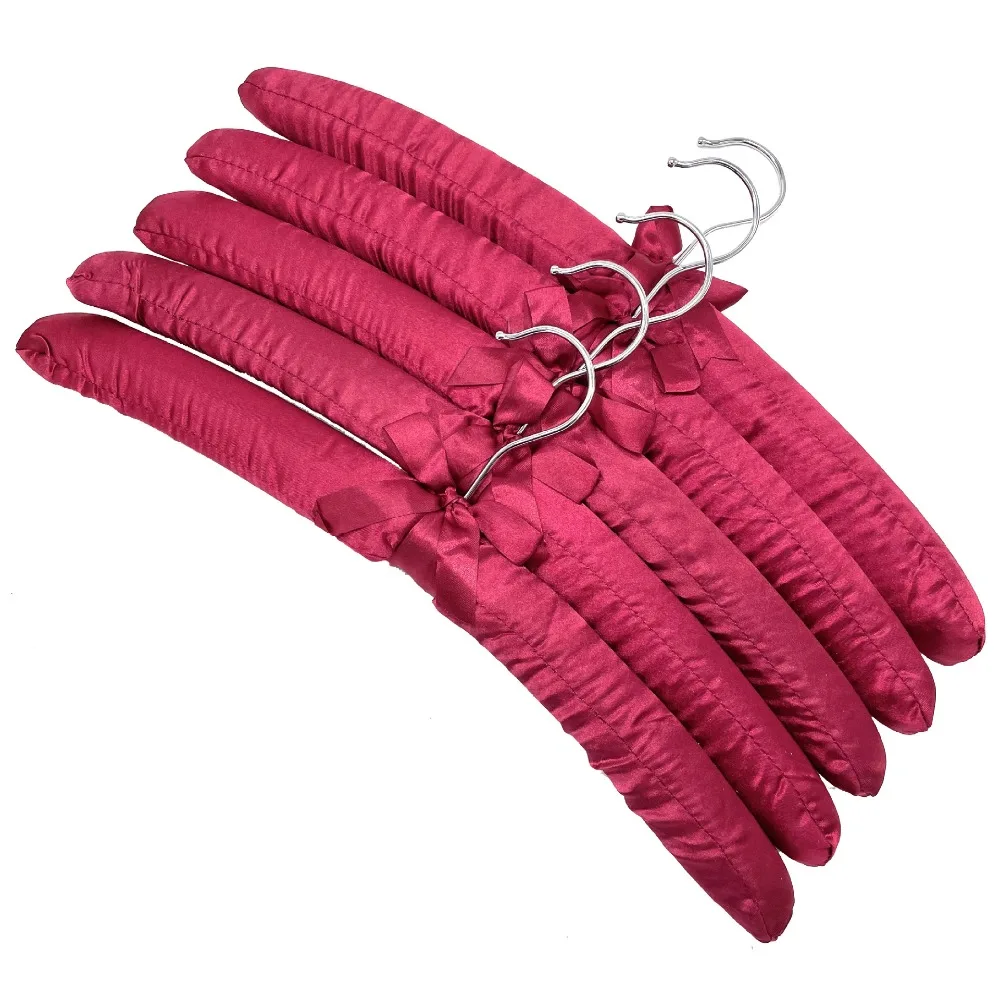 5PCS Coat Satin Padded Jacket Rack Sponge Hangers Clothes Hanger Silk Wrapped Display Hanger