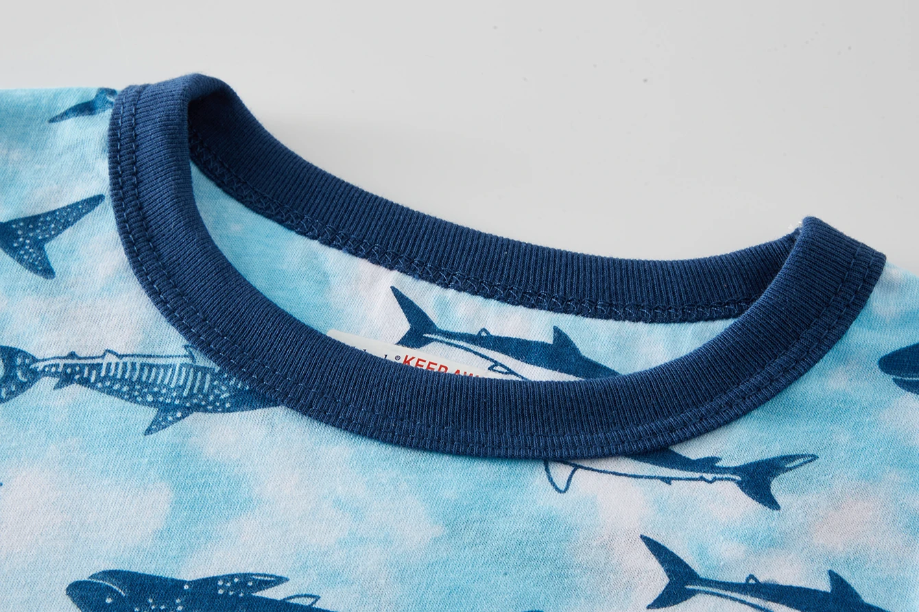 Kinder-Schlafanzug-Set aus 100% Baumwolle mit Vollprint-Cartoon-Hai, Langarm-Pyjama für Kinder von 1-8 Jahren, 2-teilig – Detail 10