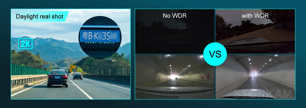 STONKAM mobilny kamera samochodowa DVR HD 2K z przodu i wewnątrz kabiny podwójna kamera na deskę rozdzielną do samochodów i ADAS kamera samochodowa