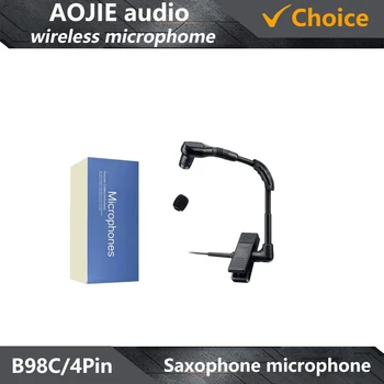 AOJIE 하이 퀄리티 색소폰 무선 마이크, B98C/4 핀 커넥터, 콘덴서 픽업 전문 성능