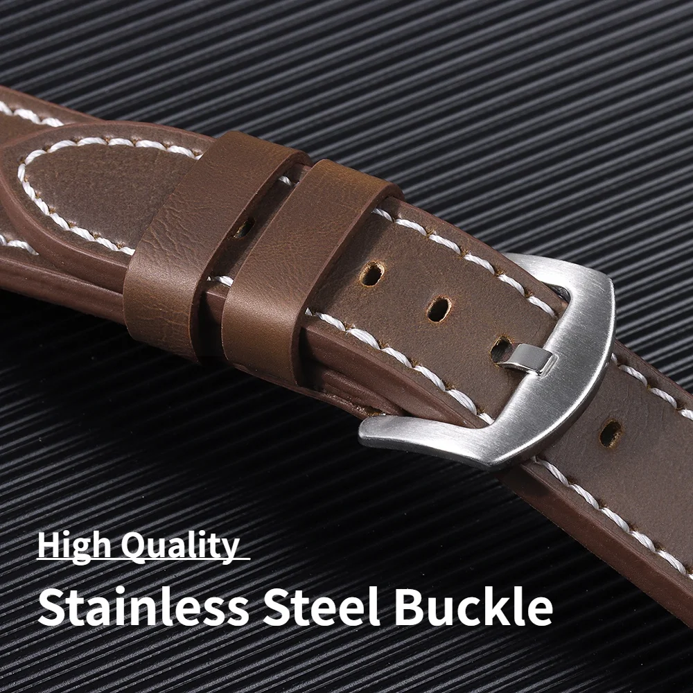 빈티지 가죽 스트랩 정품 가죽 시계 밴드 팔찌 18mm 20mm 22mm 24mm 소 가죽 시계 밴드 시계 액세서리