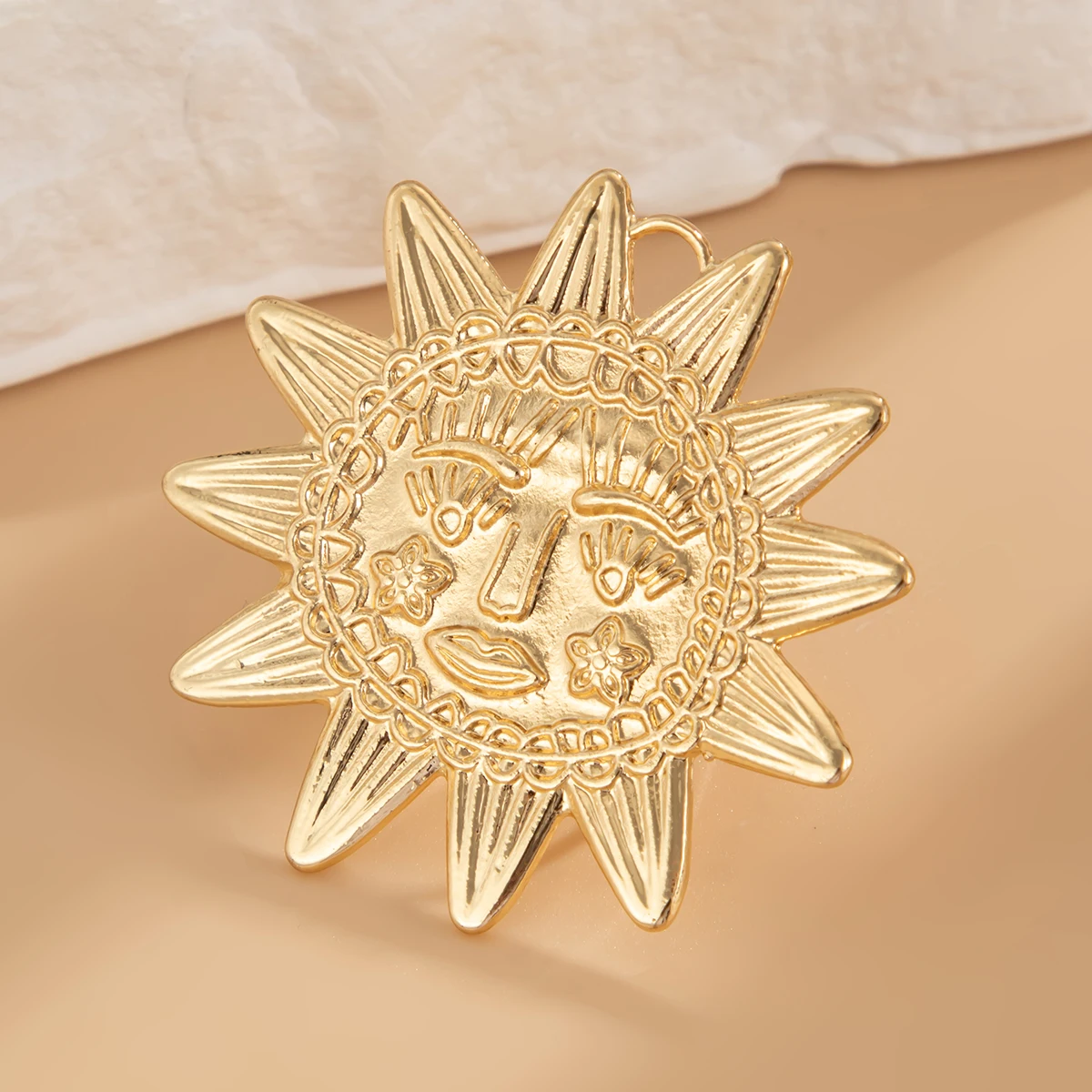 Ingemark Exaggerated Large Sunflower Round Metal Stud Earring Women 2025 Trend Punk Open Adjustable Finger Ring Jewelry Anillos