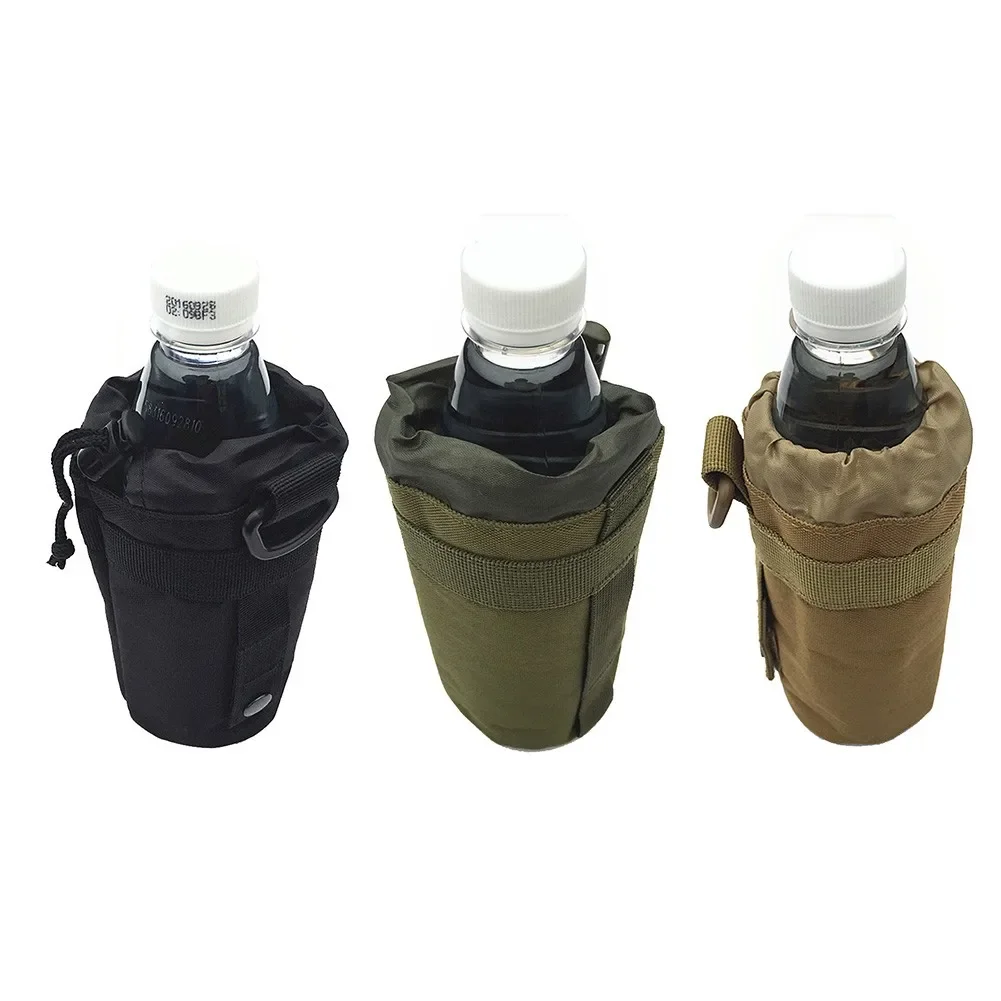 Portabottiglie tattico da 500ml borsa da viaggio per Molle da esterno borsa da viaggio per escursionismo in bicicletta con coulisse borsa per