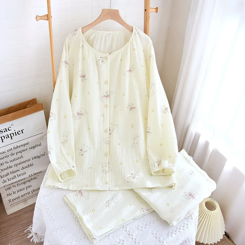 Feeding Nightie Suit For Pregnant Women Breastfeeding Clothing Spring Autumn Pure Cotton Maternity Nightwear Sleepwear