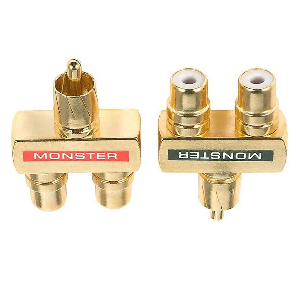 2 STKS RCA Adapter Vergulde AV Splitter 1 Man naar 2 Vrouwelijke Connector voor Home Theater Speaker Audio Video Apparatuur, F-TYPE