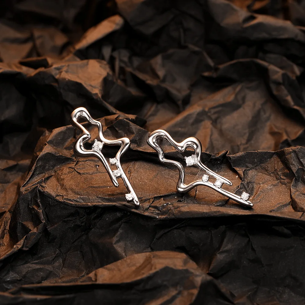 

GXGlint 925 Sterling Silver Designer Earrings with White Cubic Zirconia Stars for Women Luxury Fashion Birthday Gift