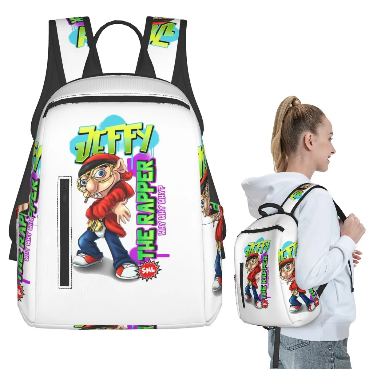 Jeffy The Rapper SML Character Backpack Student BookBag Kids School Bag Laptop Shoulder Bags Boys Girls