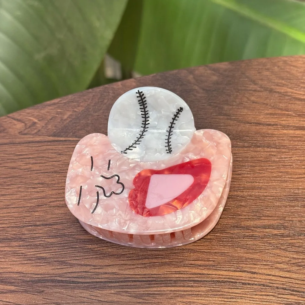 

Korean Style Sport Ball Series Hair Claw Baseball Tennis Splicing Hair Claw Geometry Racket Acetic Acid Shark Clip Streetwear