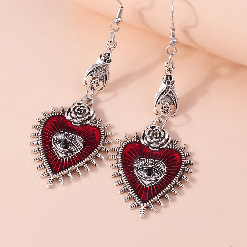 Ethnische Legierungs-Ohrringe mit Herzanhänger für Damen und Mädchen, Party- und Festival-Schmuck, Geschenke – Detail 23