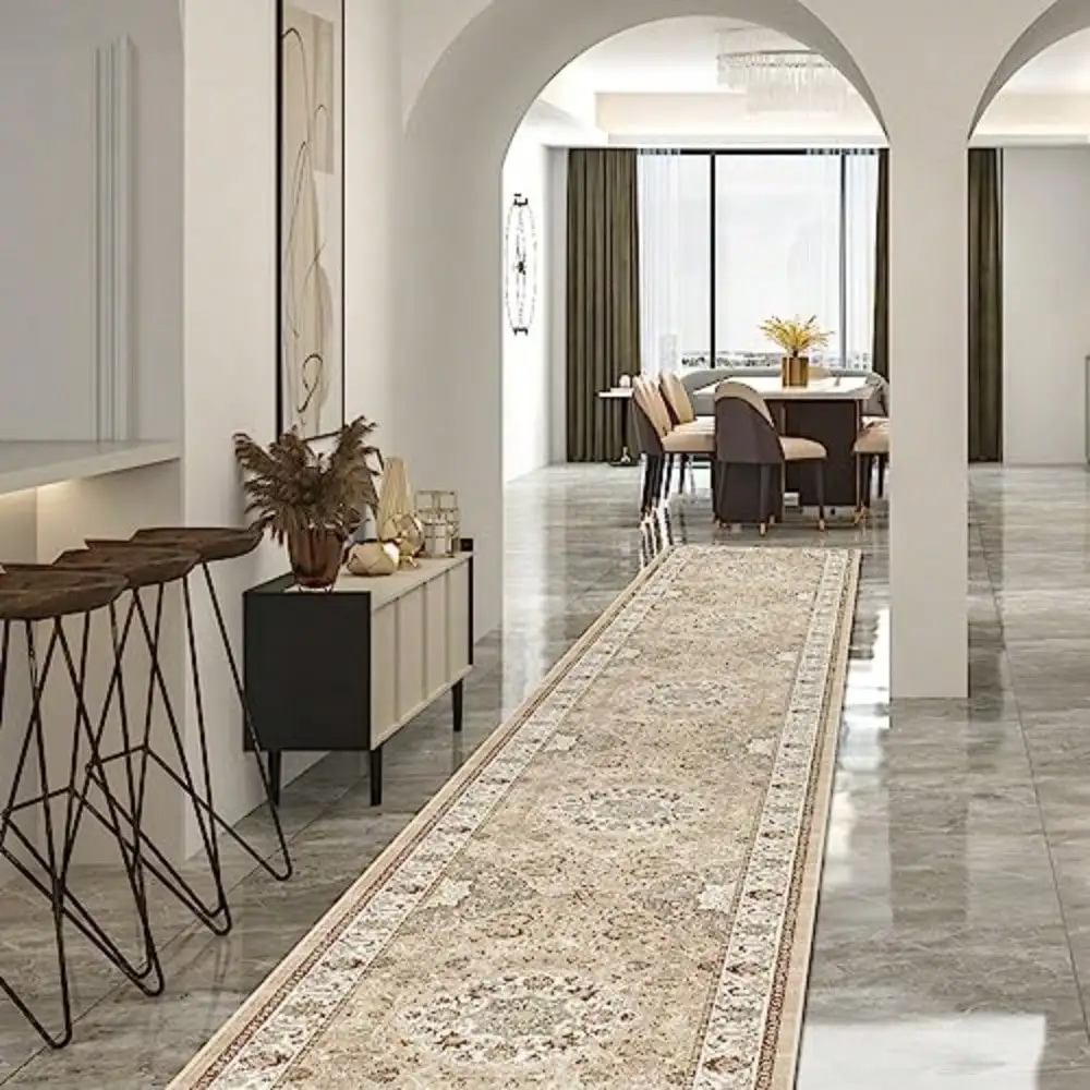 

Entryway Area Rug - Neutral Kitchen Rug Runner Vintage Soft Floor Mat Non Slip Indoor Farmhouse Carpet For Bathroom