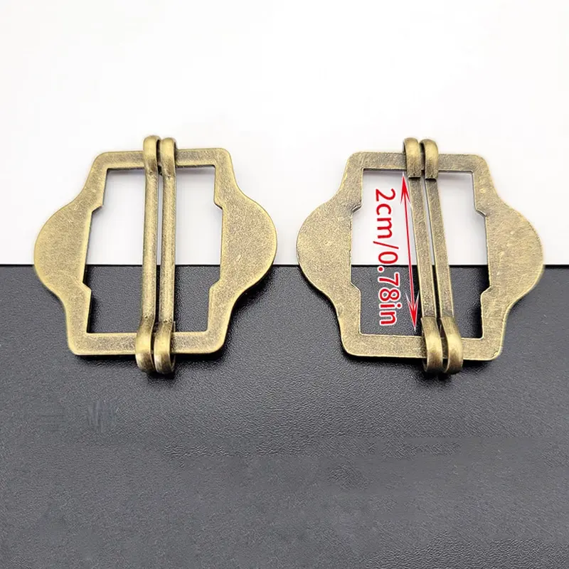 3PCS Metal Two Slides Tri-Glide Buckles For Suit Vest Shoulder Leather Bag Strap Belt Slider Adjustment Rectangle Buckle