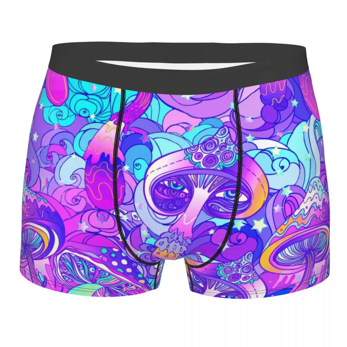 Custom Psychedelic Trippy Magic Rainbow Mushroom Mysterious Boho Underwear Men Breathbale Boxer Briefs