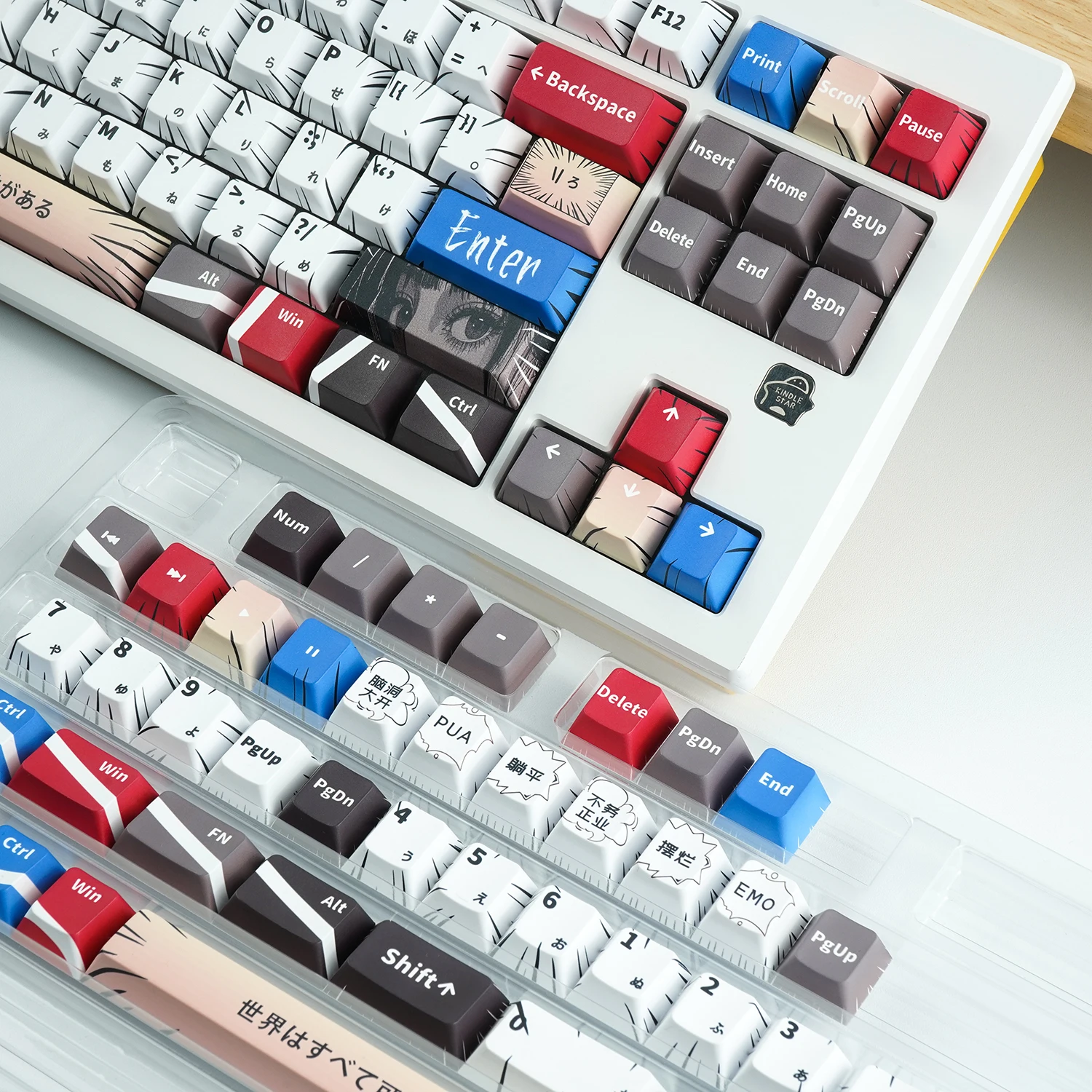 NPKC Tastenkappen im Manga-Stil, japanisches PBT-Tastenkappen-Set, Kirschprofil-Tastenkappen für MX Switch, mechanische Tastaturkappen, Original-Tastenkappe