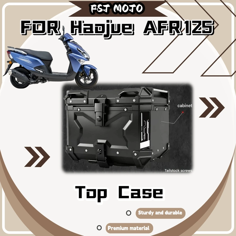 For Haojue AFR125 45L/55L Embossed Waterproof Aluminum Tail Box With Stainless‑Steel Base Backrest Scooter Mod Accessories