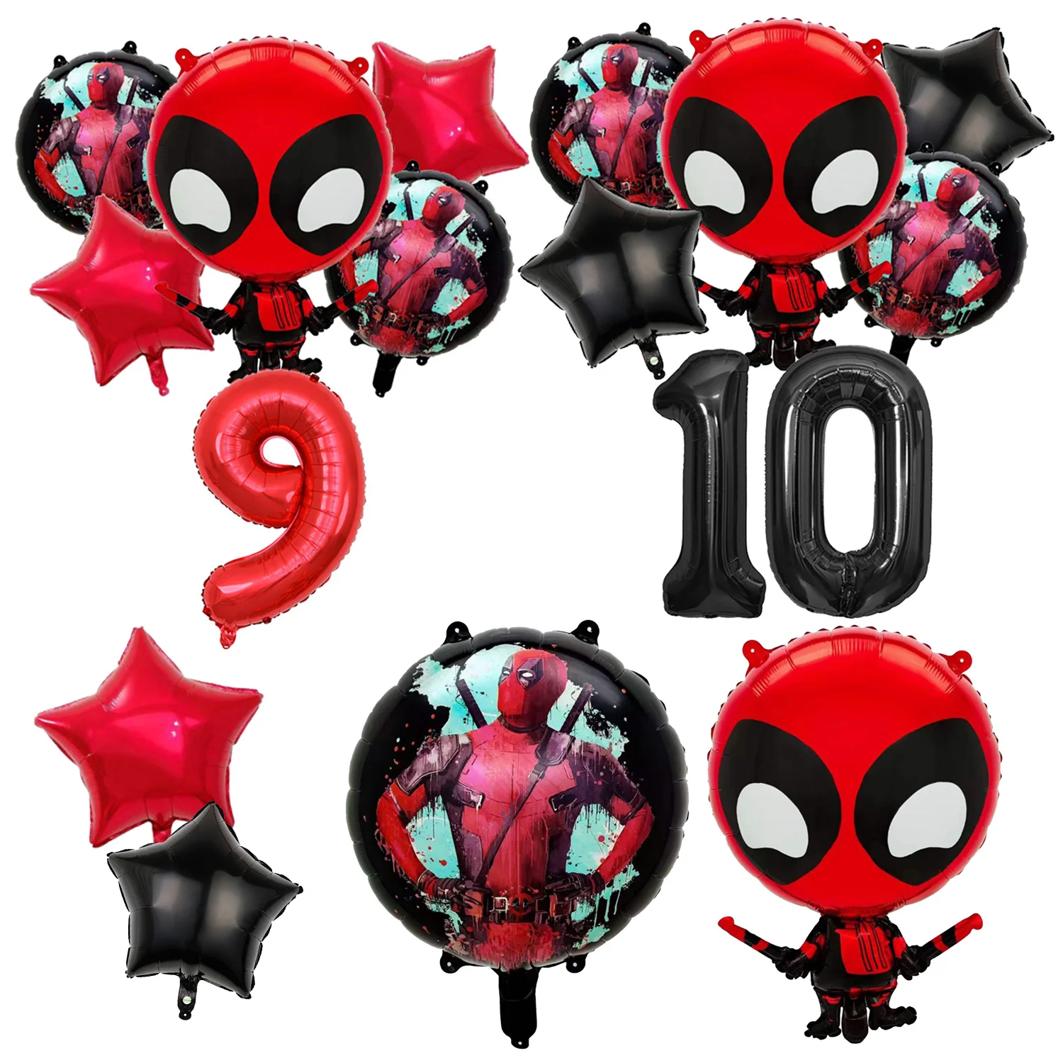 Deadpool Number Balloon Set for Boys Birthday Party Supplies Foil Balloons Suit Ballon Decor Tools Photo Props Baby Shower Gift