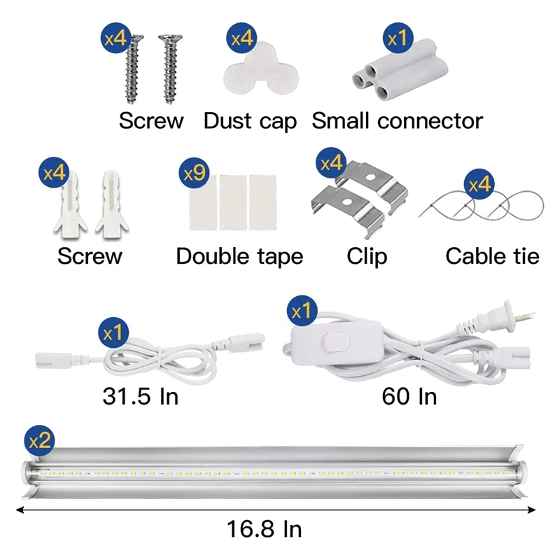 2 Pack 102 LED-Bulbs Grow Light Strips Full Spectrum Plant Light For Indoor Plants Growing Seedling US Plug