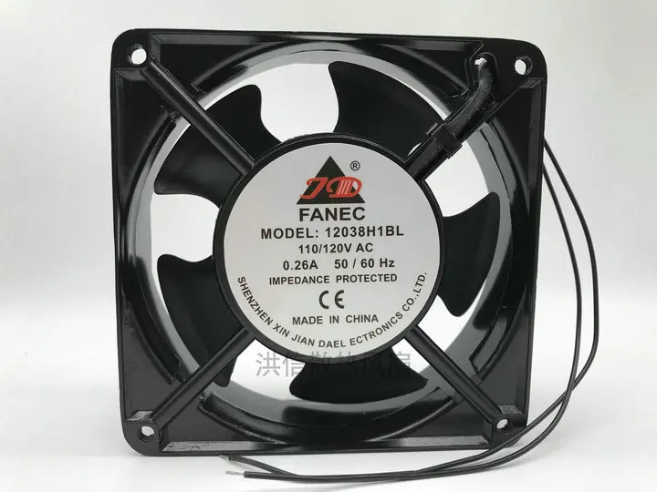 

JD 12038H1BL AC 110/120V 0.26A 120x120x38mm 2-Wire Server Cooling Fan