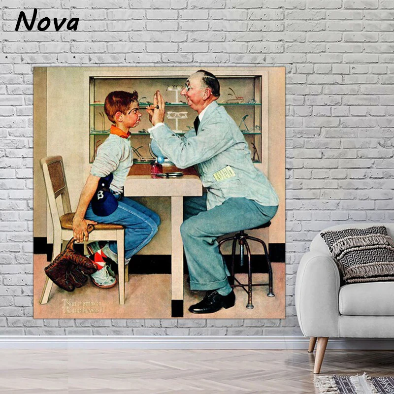 Eye Doctor Norman Rockwell At The Optometrist Vintage Canvas Print Framed Print Canvas Poster Office Art Home Decor Art