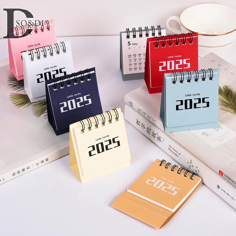 Calendário de Mesa Kawaii Coil, Lista de Tarefas, Planejador Diário Mensal, Organizador de Agenda, Material de Escritório Bonito, Preto e Branco, 2024, 2025