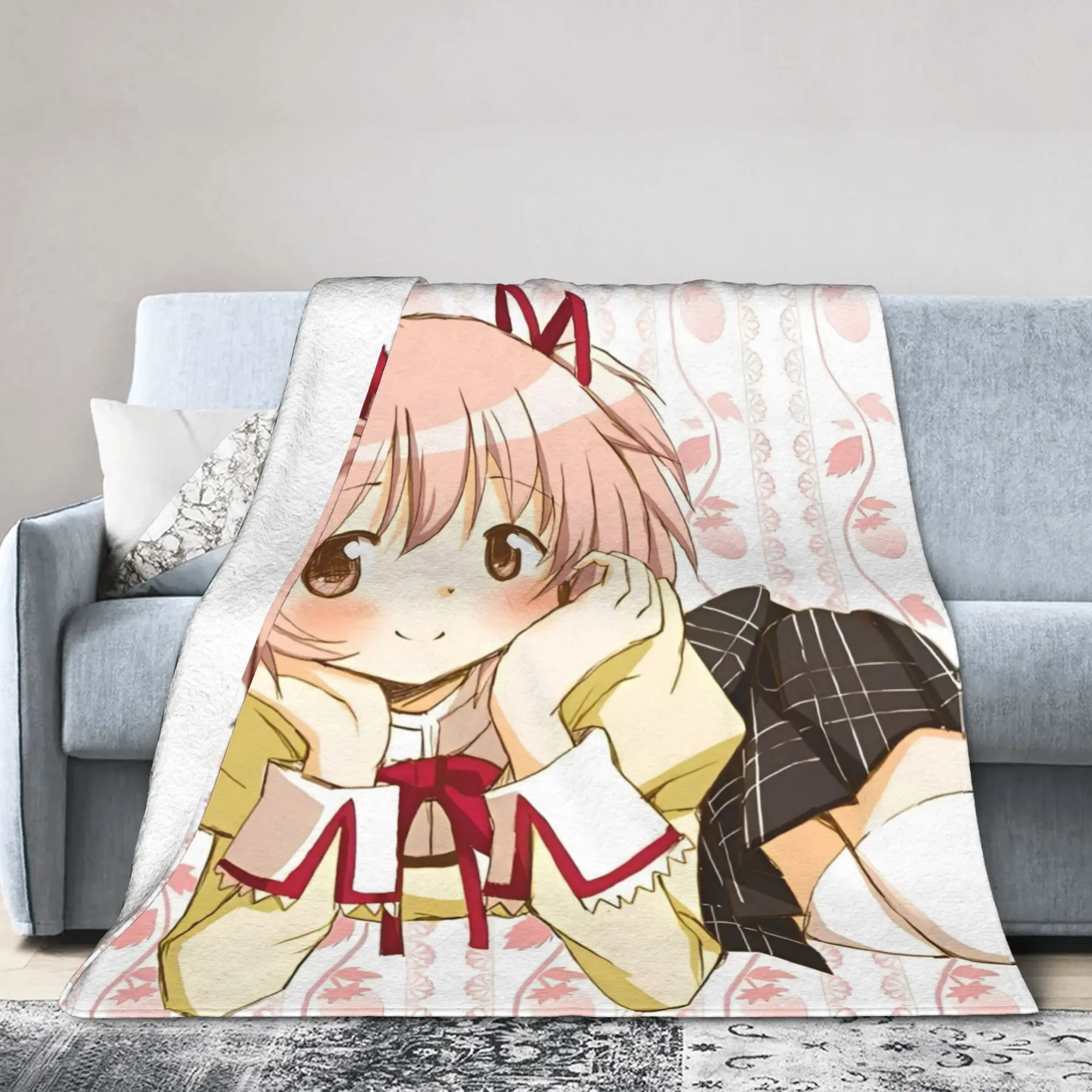 Puella Magi Madoka  Magica Blanket Fleece  Lightweight Thin Throw Blankets for Bedding Couch Bedroom Quilt
