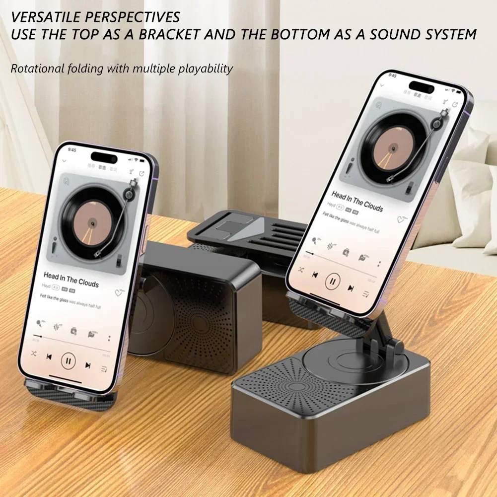 Stand Anti-Slip with Adjustable Cell Phone Stand Portable Desktop Bracket Bluetooth-Compatible Speaker Desktop Live Lazy Folding