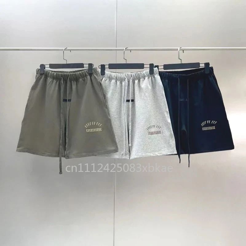 

FW24 Double Line Luxury Design Men's Casual Terry Shorts Arch Flocking Letter Logo Shorts Designer Brand Summer Loose Shorts