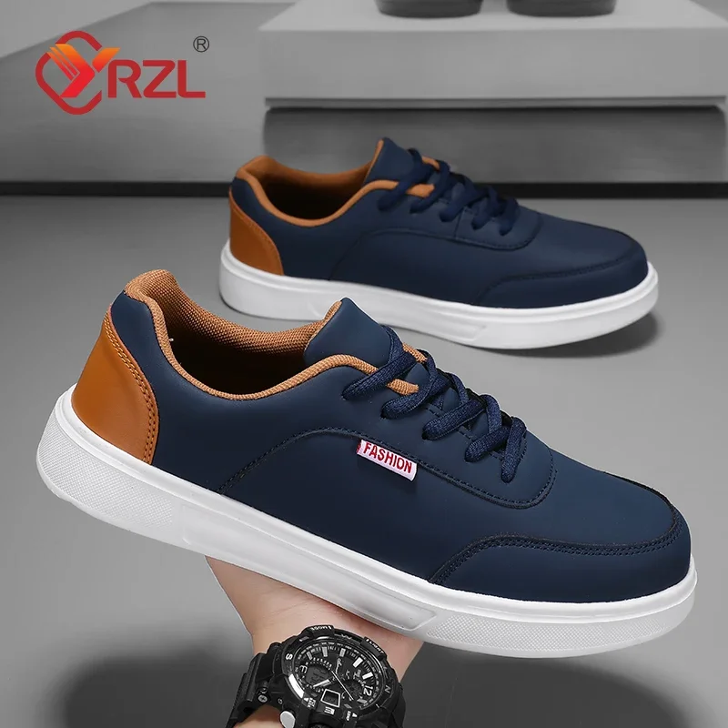 

YRZL Men Shoes Spring Autumn Waterproof Walking Sneakers Leisure Male Leather Sports Shoes Non-Slip Footwear Tennis for Men